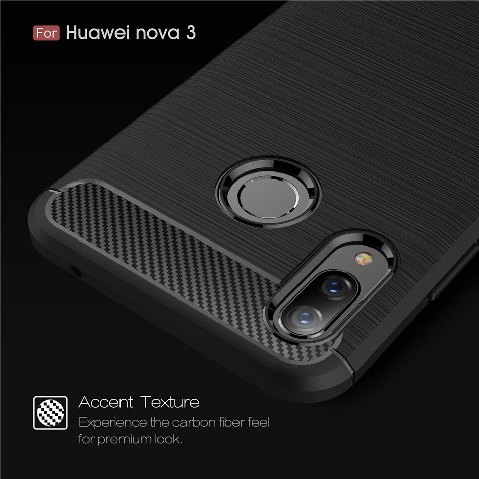 Siliconen Case Voor Huawei Nova 3 3i Nova 3E Shockproof Gemonteerd Carbon Fiber Soft Tpu Telefoon Cover Voor Huawei Nova 3i Case