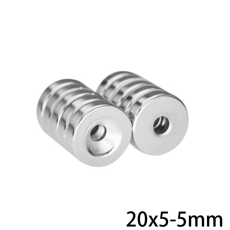 2 ~ 100 Pcs 20x5-5 Kleine Super Krachtige Magneet 20*5 Mm Gat 5 Mm Ronde Verzonken Magnetische 20x5-5mm neodymium Disc Magneten 20*5-5
