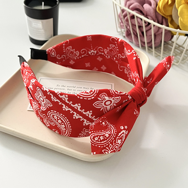Paisley bandana hårbånd til kvinder topknyttet sløjfe pandebånd sød kaninøre turban hovedbind hårbånd pigetilbehør: Himmelblå