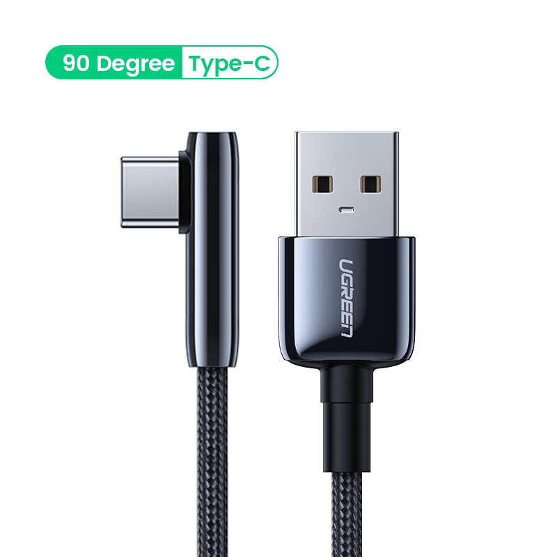 Ugreen USB C Cable 90 Degree USB Type C to USB A Fast Charger Data Cable for Samsung S9 S8 Note 9 Mobile Phone Charging USB Cord: 1m