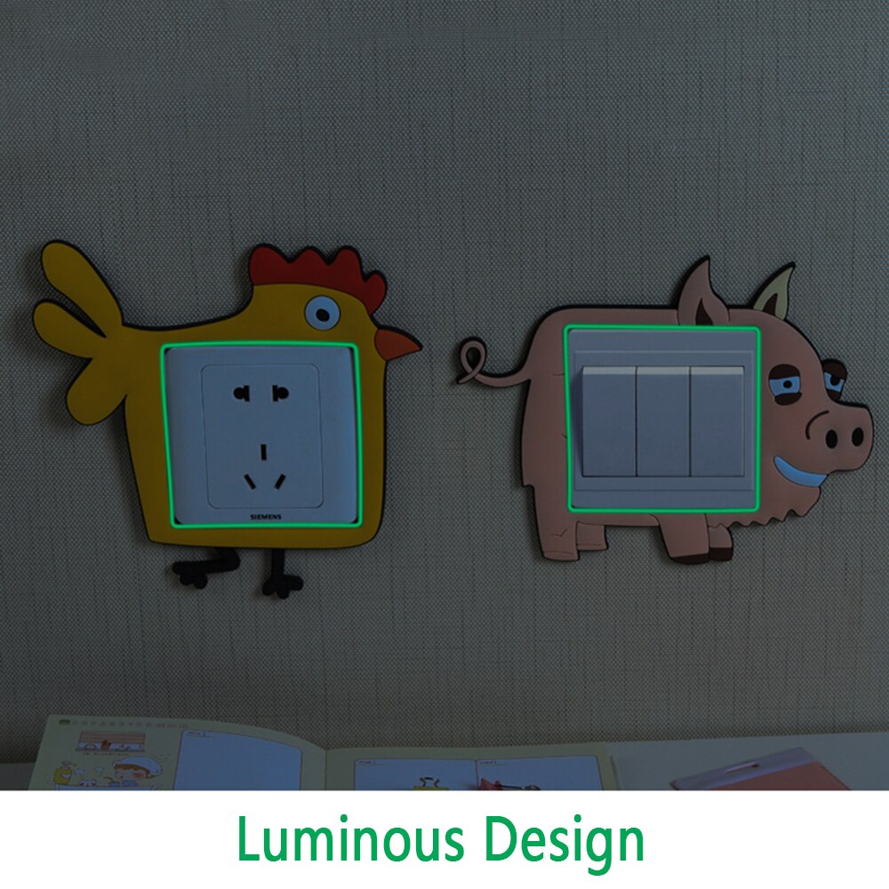 Waterproof Luminous Silicone Power Plug Stickers Home Decoration Cartoon Switch Wall Stickers Room Decor accessories