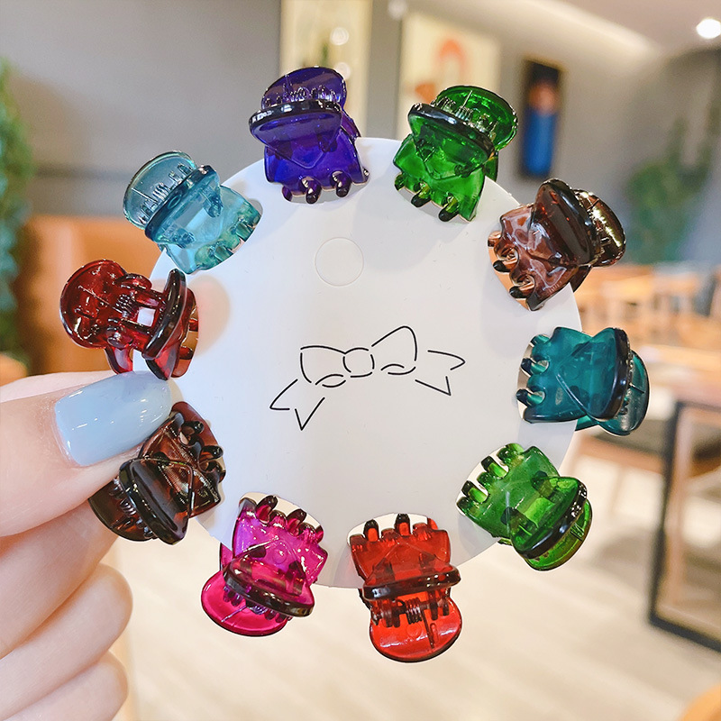 10/1Pcs Velvet Hair Claw Heart-shape Hair Clip Women Mini Size Claw Clip Solid Color Hairpin Barrettes Headwear Hair Accessories: B7