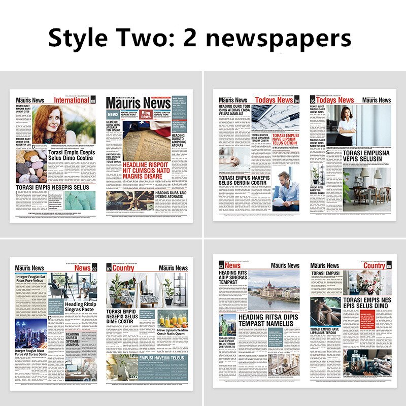 Retro English newspaper old newspaper ins photo props flower wrapping paper photography shooting paper props: Style Two