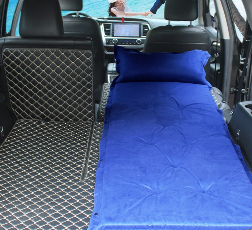 Adult Travel Bed Automatic Car Mattress SUV Foldable Rear Seat Sleeping Pad Folding Trunk Inflatable Multi-Function Camping Mat: Blue luxury 5CM