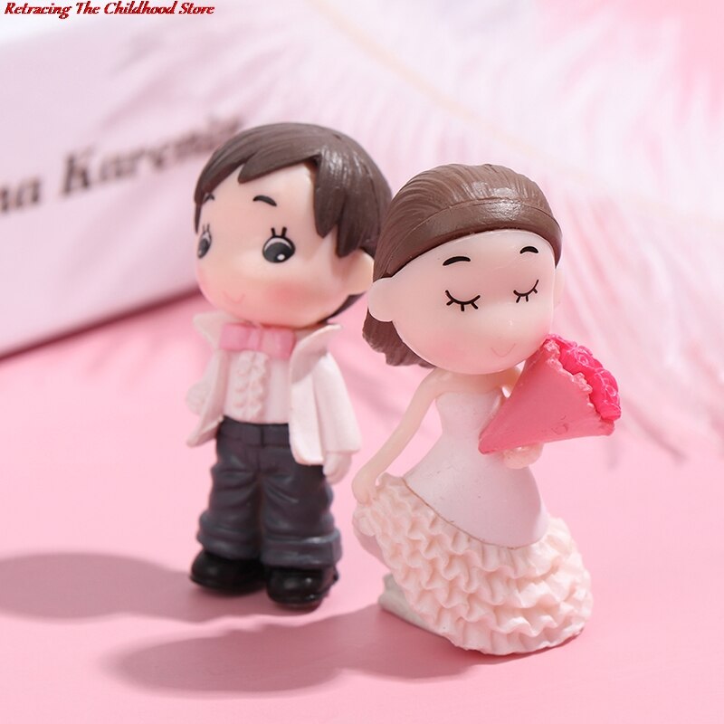 1 Pair Resin Fairy Garden Couples Figurines Wedding Miniature Lovers Home Decor