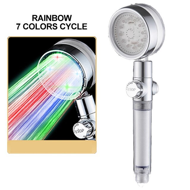 Alcachofa ducha LED con control de temperatura Cambio de 3 colores Flujo de agua ajustable alcachofa ducha alta presion con filtro reemplazable accesorios baño: 7 Colors