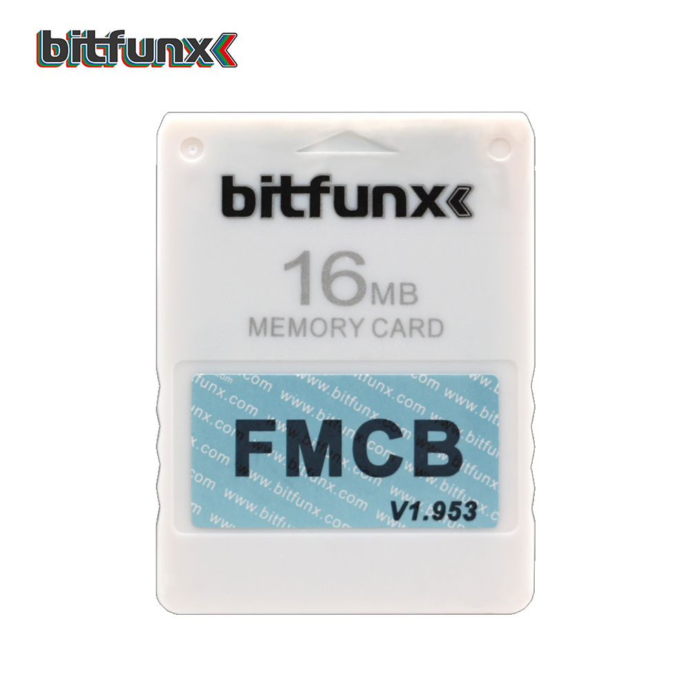 Bitfunx Video Spiel Speicher Karte FMCB Farben für Sony PLAYSTATION 2 PS2 Memoria Karte 16MB Mod Opl HD Bunte: Weiß-16MB