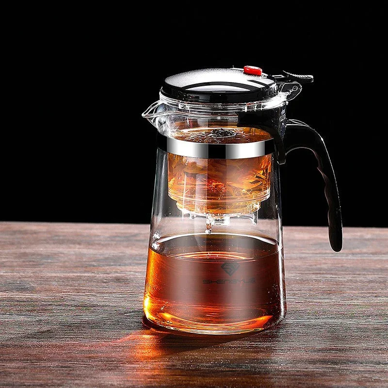 Bule de vidro 500ml-1800ml, prensa para filtrar chá, separador de água, filtro de escritório doméstico, máquina de chá kung fu, utensílios de chá, presentes de feriado: Verde claro