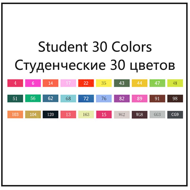 TOUCHNEW Alcohol Gebaseerd Markers Set Twin Glad Inkt Kleur Sketch Marker Pennen Finecolour Tekening Brush Pen Dessin Feutre Alcool: Student-30