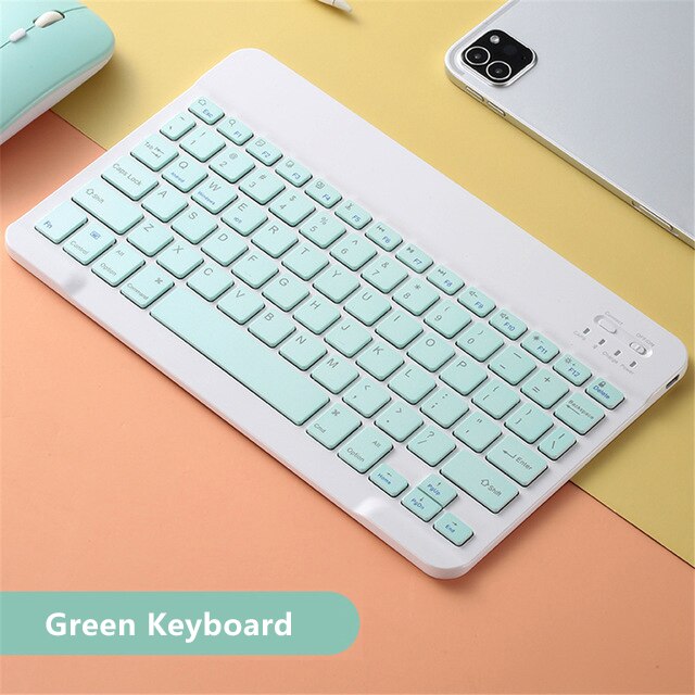 Per iPad tastiera e Mouse Combo tastiera Bluetooth Wireless Teclado per iPad Xiaomi Samsung Huawei Tablet Android IOS Windows: Green