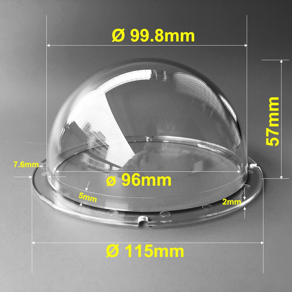 4.5 tum 115 x 57mm akryl plexiglas klar kupol säkerhet cctv kamerahus halvcirkelformigt kamerafodral vattentätt skyddsskydd