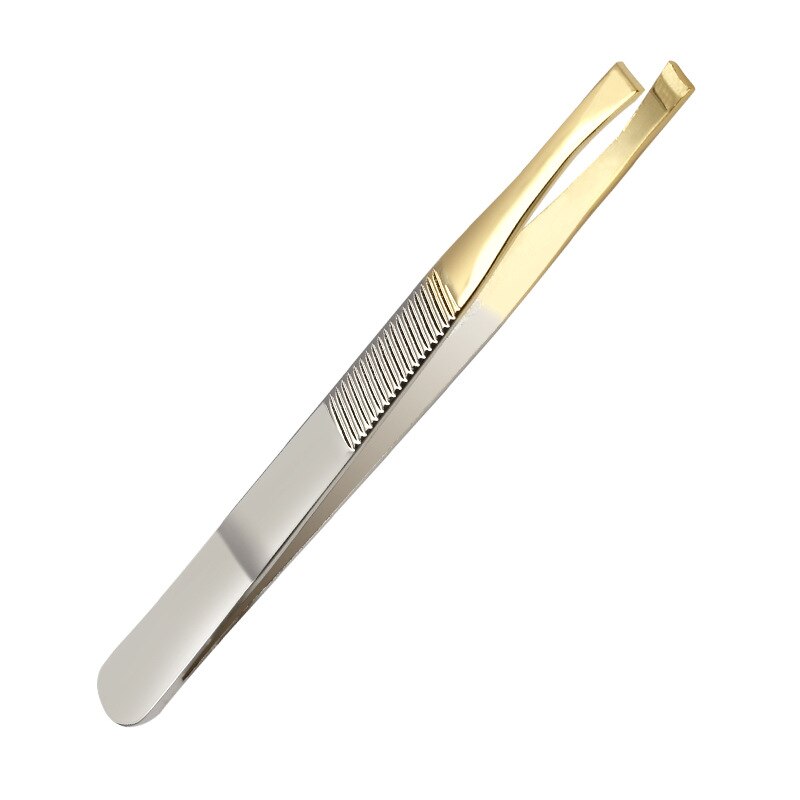 Golding-Pinzas para cejas de acero inoxidable, Punta inclinada, recortadora de depilación, Clip para pestañas, herramientas de maquillaje de belleza
