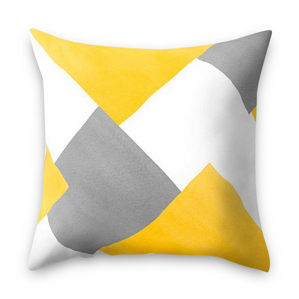 Urijk Geometric Printed Throw Pillow Case Yellow Gray Diamond Wave Waist Cushion Cover Office Sofa Housse de Coussin Kussenhoes