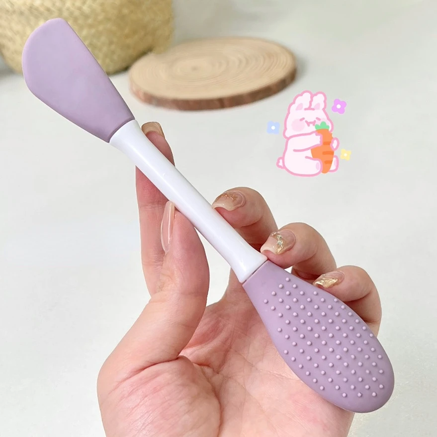 Cepillo para mascarilla Facial de silicona de doble cabezal, cepillos de limpieza para masaje Facial, raspador de película de barro DIY, herramienta de cuidado Facial,