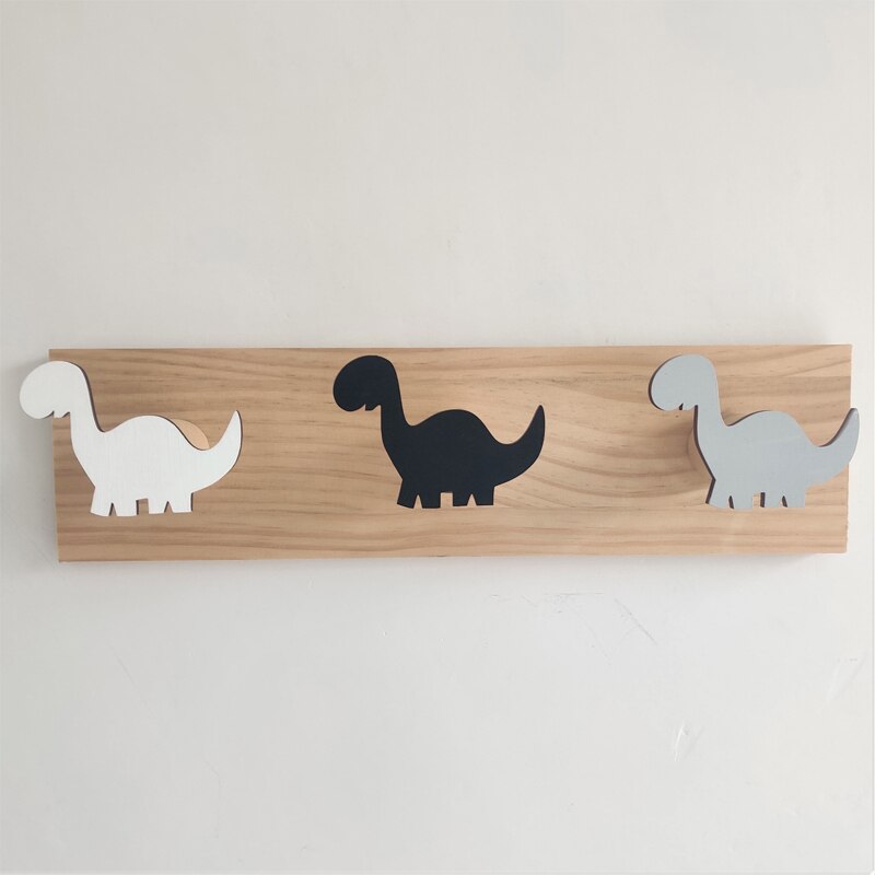 T-rex – porte-manteau mural en bois avec crochets de dinosaure, pour enfants, garçons, chambre à coucher, porte-serviettes, organisateur, décoration de la maison: F