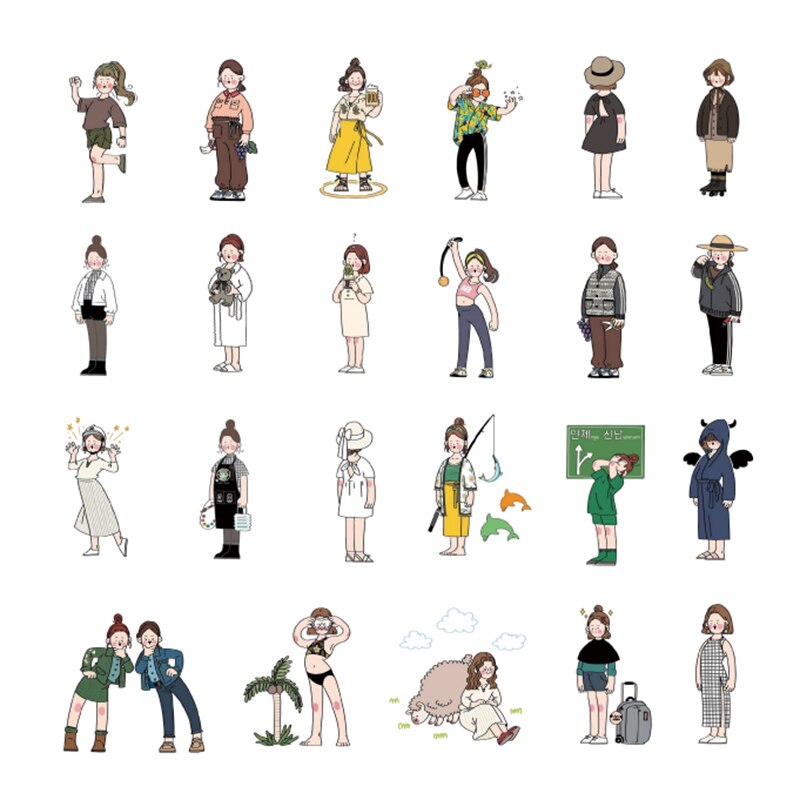 XINAHER 46 pcs/box Cartoon girl costume mini paper sticker package DIY diary decoration sticker album scrapbooking