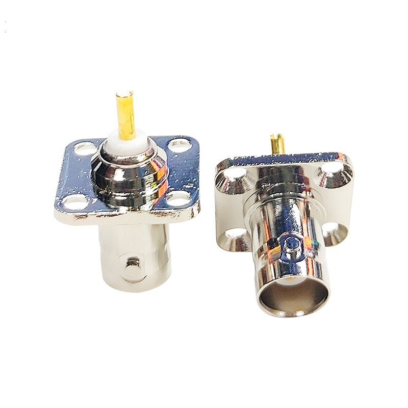 Conector de brida Q9 BNC hembra de 4 agujeros, conector hembra BNC con Panel de brida de 4 agujeros, montaje en chasis, soldadura Coaxial, latón niquelado