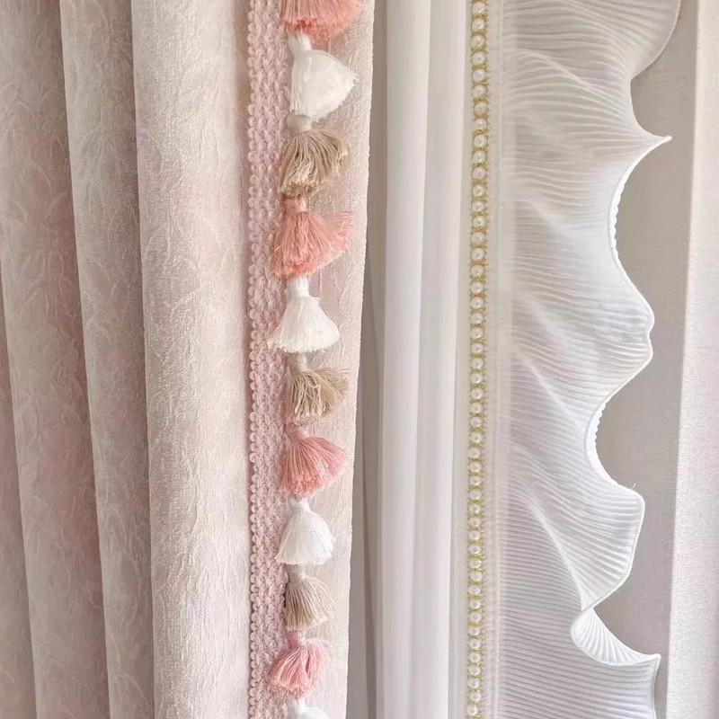 Spetsband - 3m Bomull Tassel Kant - Pompom Dekoration för Gardiner, Soffa, Duk, DIY Hantverk