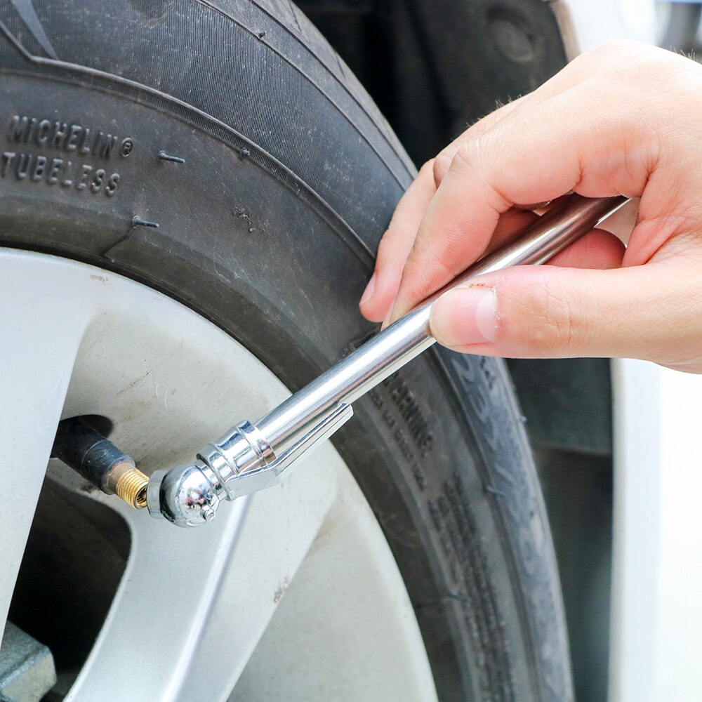 Leepee bærbart dekk/dekk lufttrykk testmåler holdbar sølv penn form nødbruk 5-50 psi trykkmåler bil styling