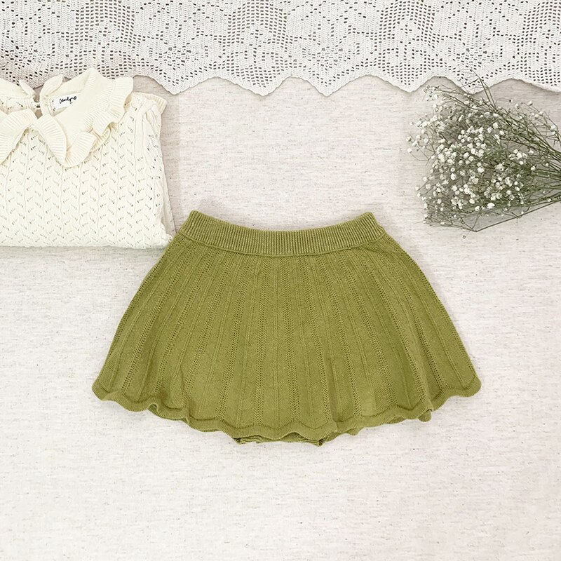 Kind Baby Meisje Zoete Broek Prinses Baby Meisje Broek Kinderen Meisje Pure Kleur Shorts Lente Herfst Gebreide Broek Rok