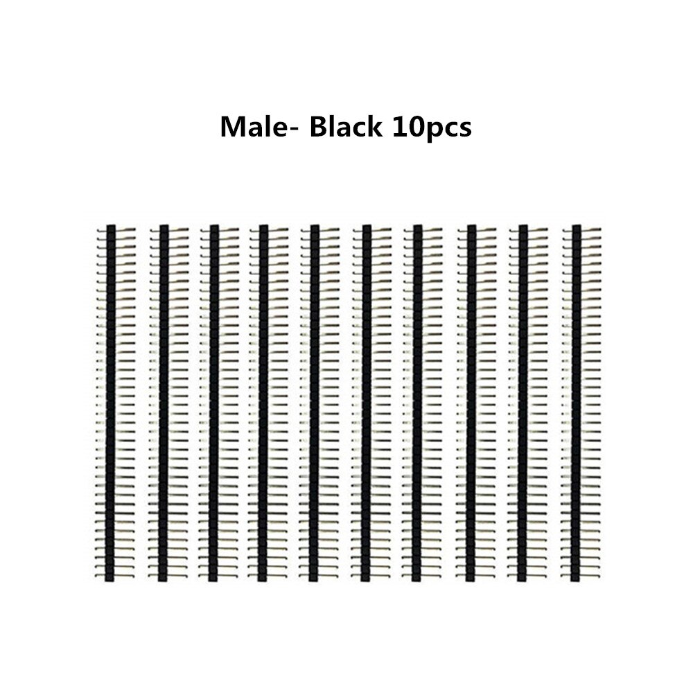 40 Pin 1x40 Single Row Male and Female 2.54 Breakable Pin Header PCB JST Connector Strip for Arduino Black: Male Black 10pcs