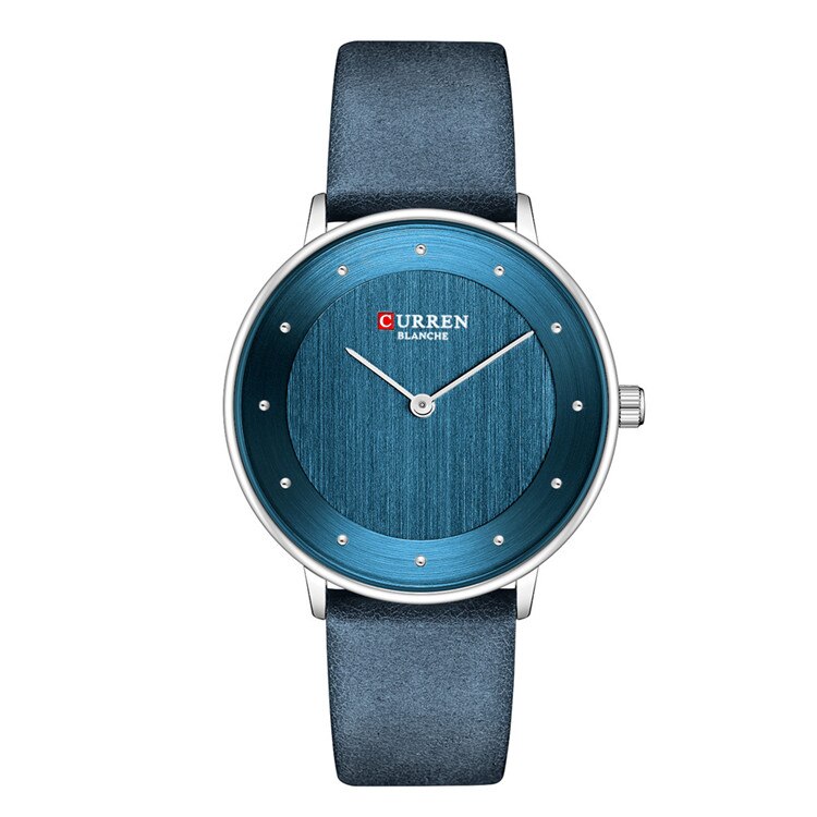 Mooie Vrouwen Quartz Horloges Slanke Mode Lederen Dames Polshorloge Reloj Mujer Curren Vrouwelijke Klok Voor Vrouwen: blue
