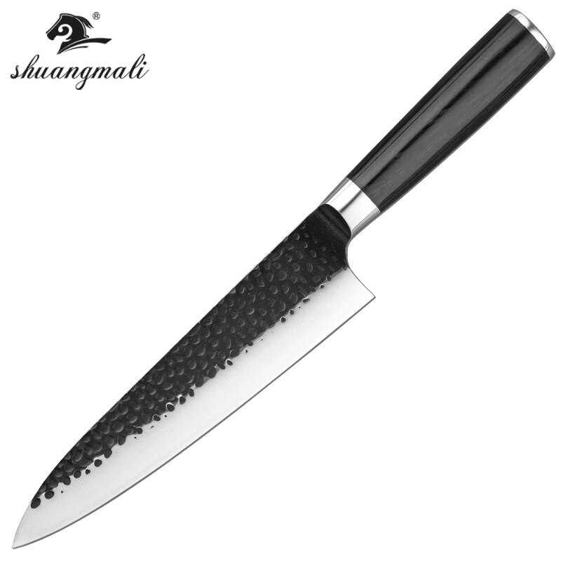 8 Inch Forged Chef Knife 4Cr13 Carbon Steel Japanese Kitchen Chef Knives Slicing Meat Vegetable Cleaver Knife With Wooden Handle: Default Title