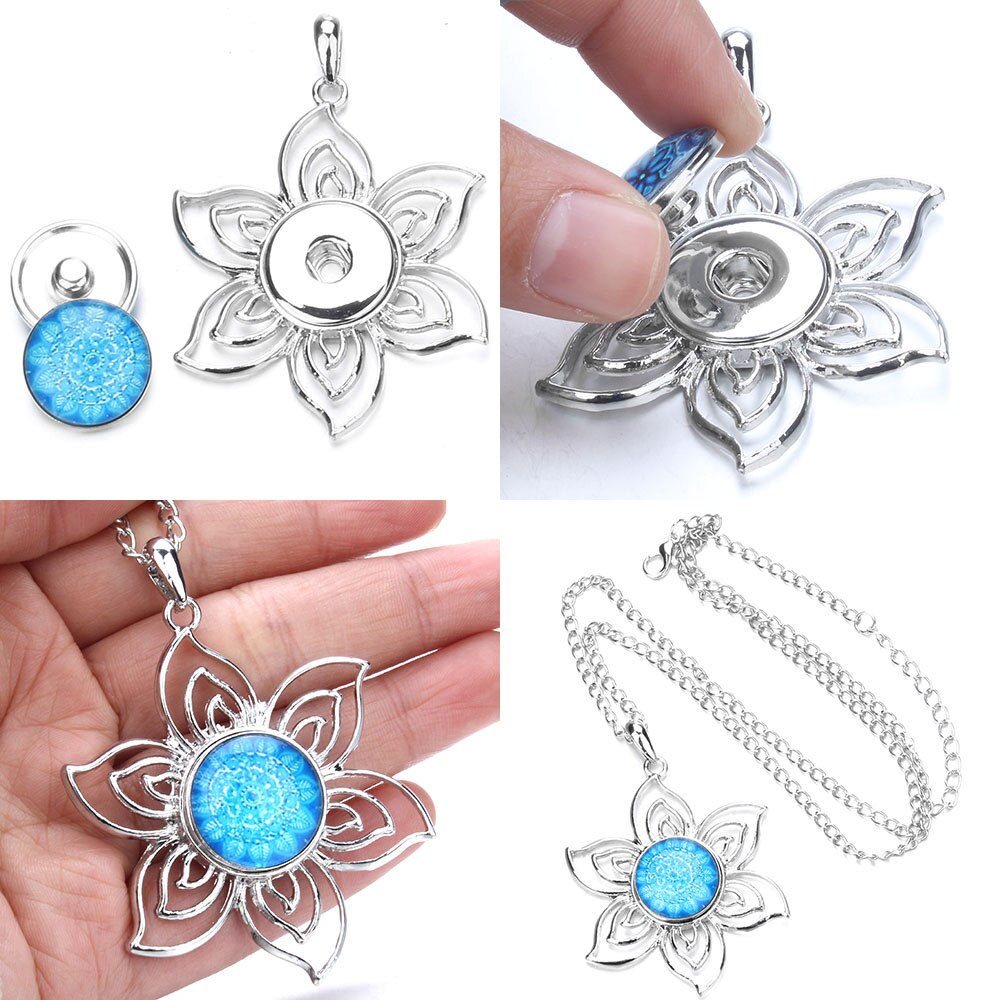Colorful Butterfly Snap Button Pendant Jewelry Fit 18mm Metal Snap Buttons Jewelry Snap Pendant Necklace ZG146
