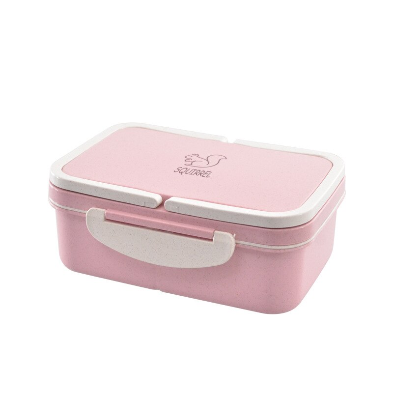 Leak-Proof Bento Lunch Box For Kids School Food Container Japanese Microwave Bento Box Wheat Straw Child Lunch Box: Pink