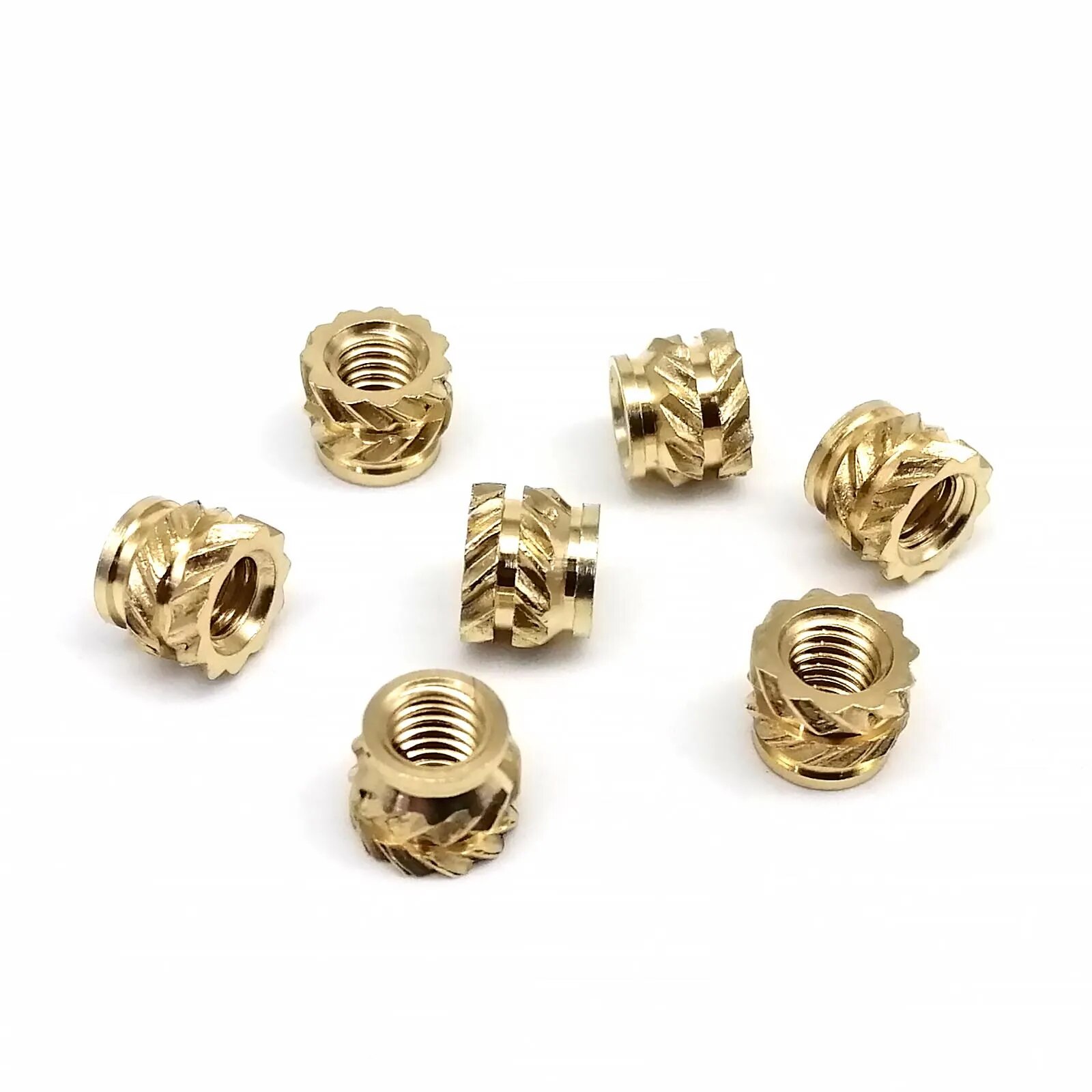 50/100pcs M1.6 M2 M2.5 M3 M4 Solid Brass Copper Embed Insert Nut for Melt Heat Injection Molding Double Twill Knurled Thread