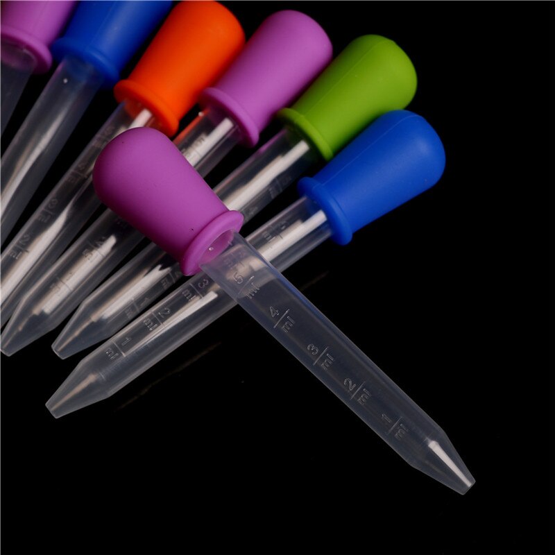 1/5 Pcs 5ml Silicone Pipette Liquid Food Dropper Plastic Baby Feeding Medicine Dropper Spoon Burette Infant Utensils