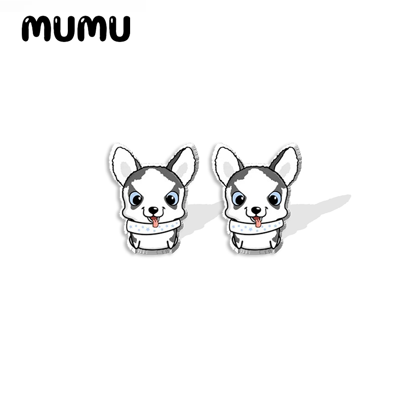 2022 nuovo cartone animato bulldog francese acrilico orecchino a bottone orecchini canna adorabile resina epossidica gioielli regali amico: Di Colore Giallo chiaro