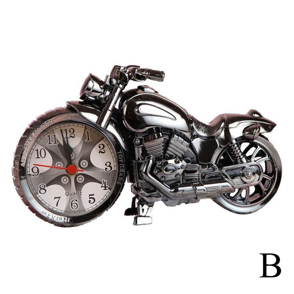 Motorcycle Motorbike Pattern Alarm Clock Desk Clock Home Birthday Cool Clock (Wheel Type was Randomly): B