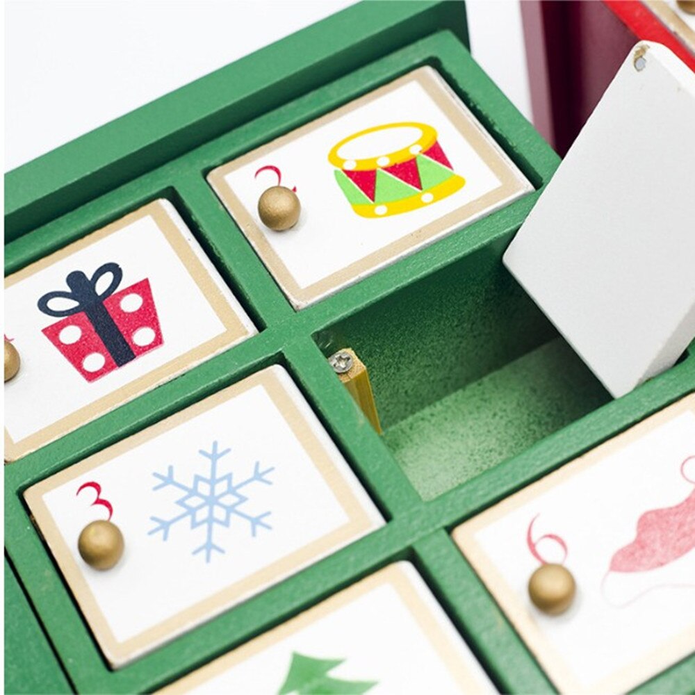 1pc Christmas Train Painted Wood Christmas Decoration for Home with Advent Calendar Calendar Storage Box 42*10*19cm Navidad