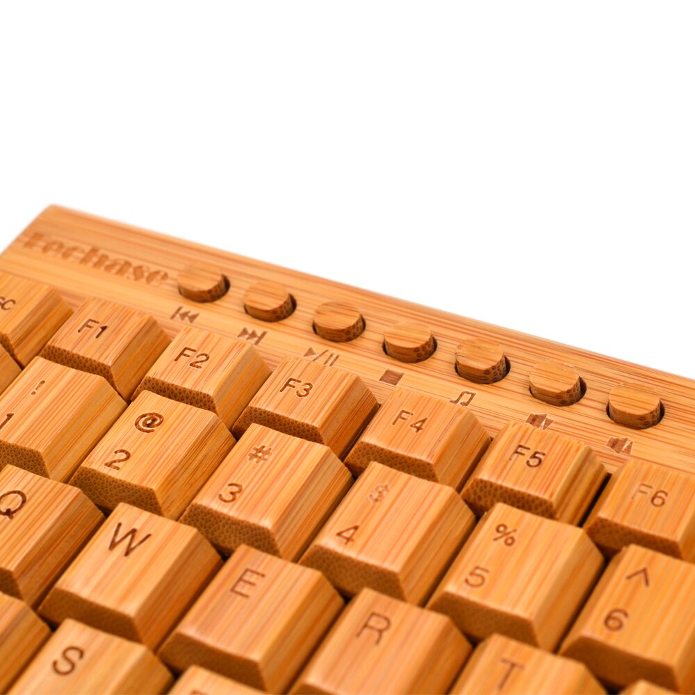 Techase Wooden Slim Teclado E Mouse Sem Fio Wireless Keyboard and Mouse Bamboo Mini Keyboard and Mouse Combo For Laptop