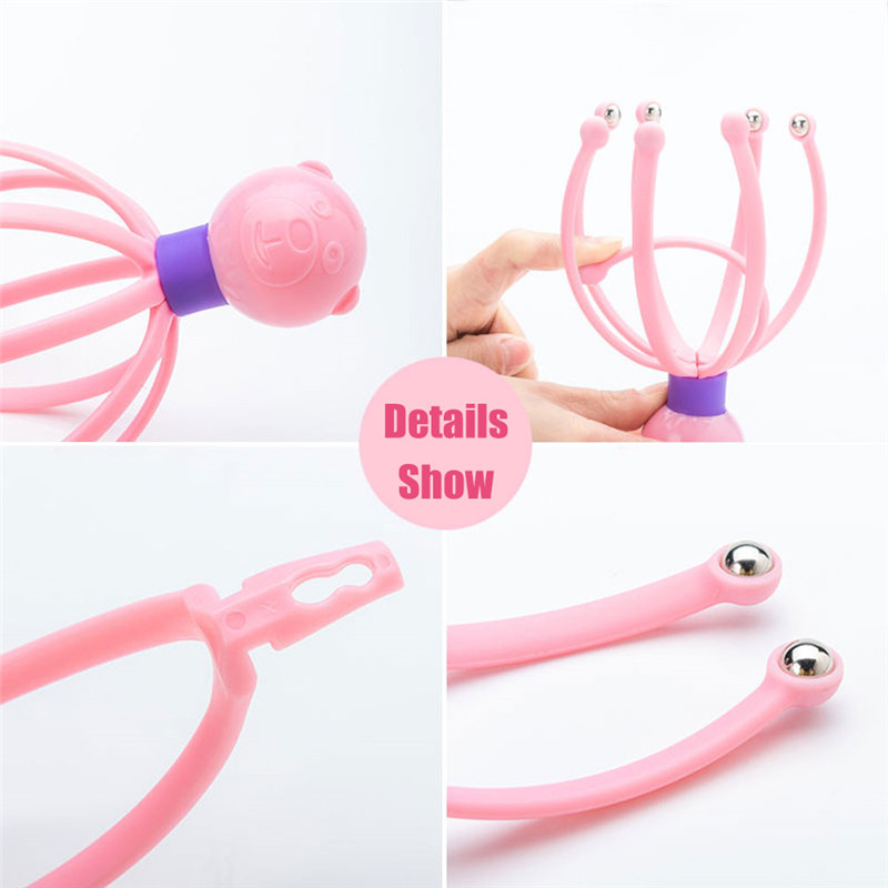 Masseur de tête de poulpe, Relaxation du cuir chevelu, soulagement du corps, élimination de la Tension musculaire, fatigue, Instrument de massage de tête en métal