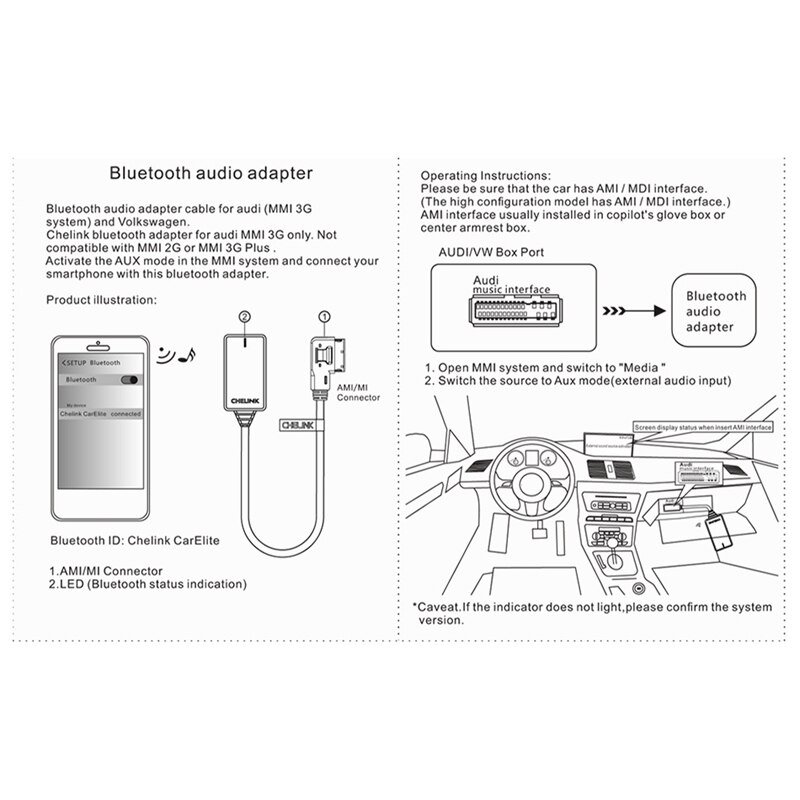 Ami mmi mdi trådlös aux bluetooth adapterkabel o musik auto bluetooth för  a3 a4 b8 b6 q5 a5 a7 r7 s5 q7 a6l a8l a4l -