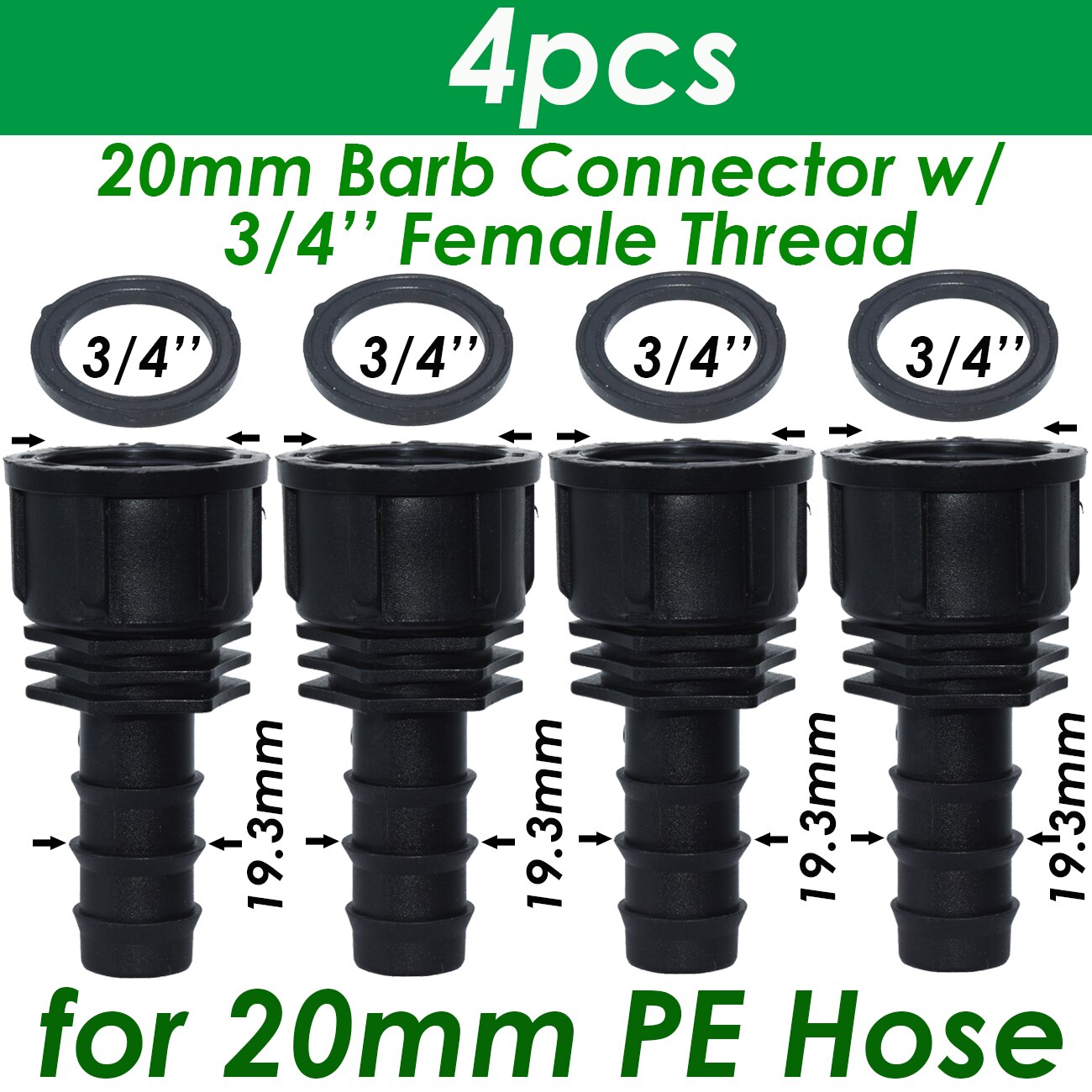 SPRYCLE 4PC 1/2 "3/4" Weiblich Außengewinde Anschluss Zu Widerhaken 16mm 20mm 25mm PE Schlauch Adapter Garten Bewässerung Tropf Bewässerung System: Lila