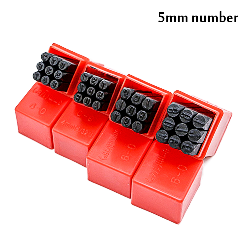 Steel Die Metal Stamping kit Punch Tool Number Letter Alphabet Stamps Tools DIY Jewelry Gold Silver Metal Leather LOGO Stamp: 5MM-Number Only