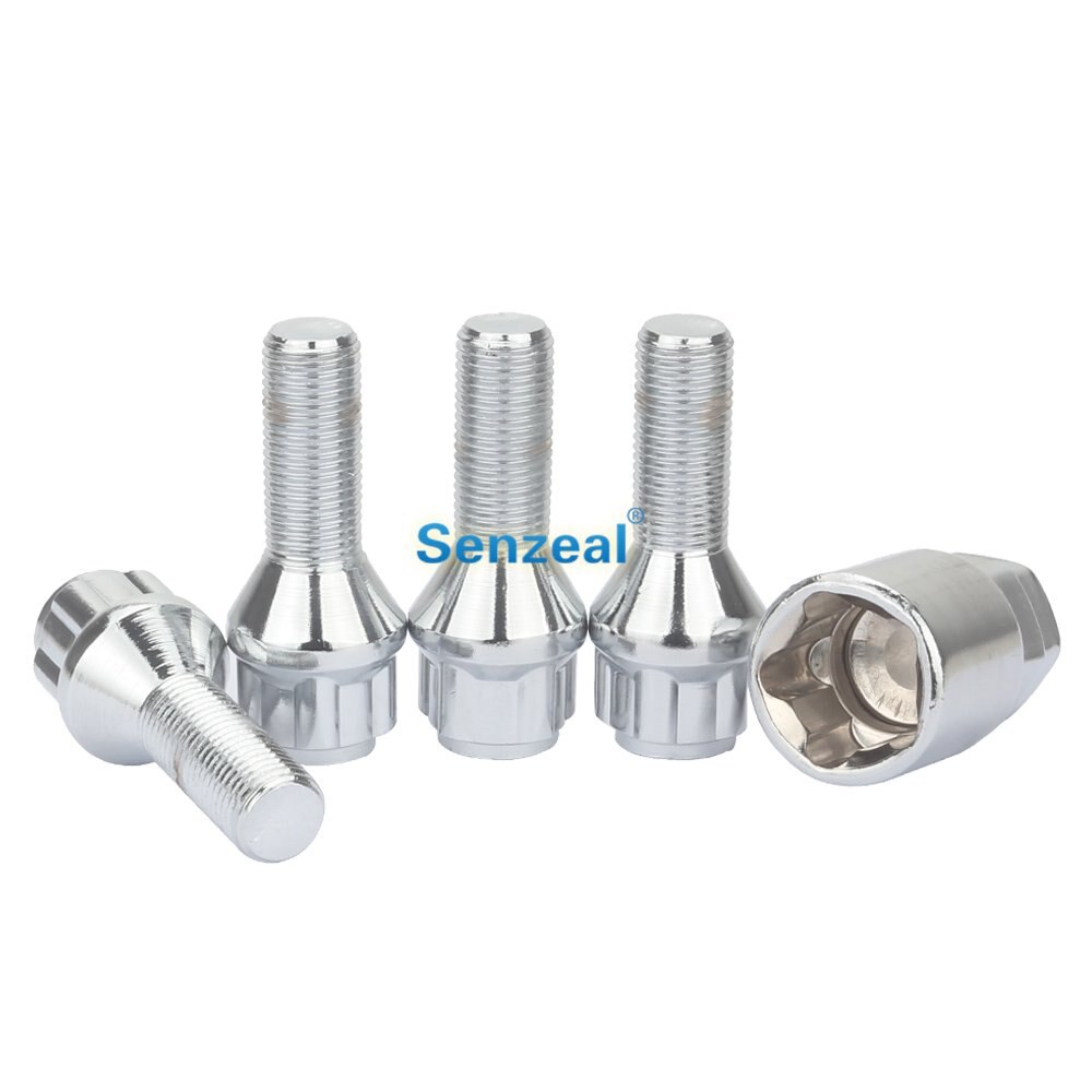 4 st skruvbultar  m12 x 1.5 m12 x 1.25 stöldskyddssäkerhet legerat stål universalbilhjul formel stängd ekollon låsmutter silver: M12 x 1.25