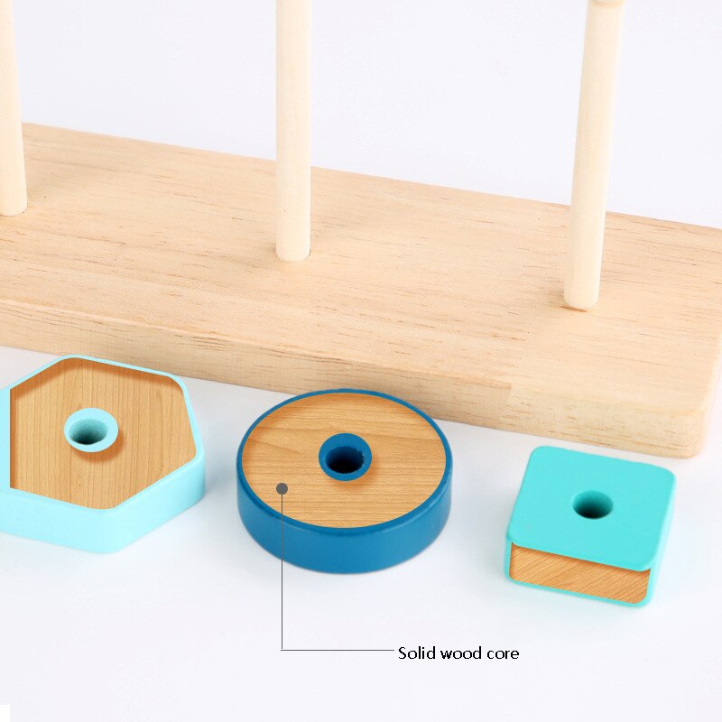 Jouets en bois pour bébé, ensemble assorti d&#39;animaux, planche de tri géométrique, jouet éducatif pour enfants, Puzzle empilé, tour de pilier pour enfant,