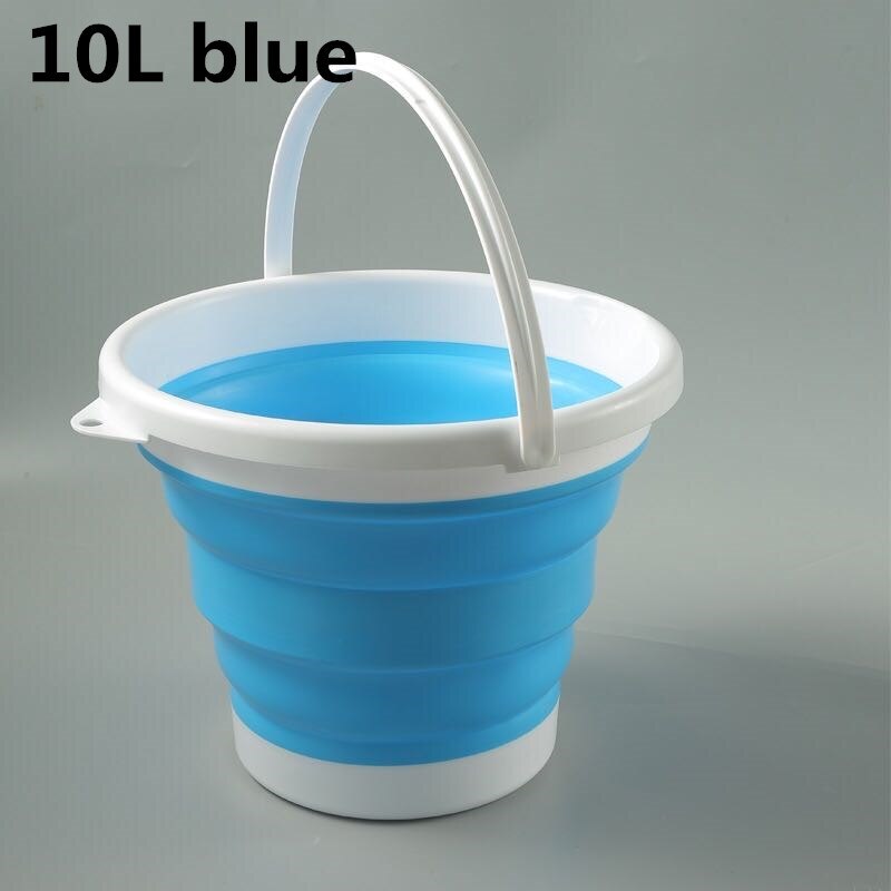 5L10L Bucket Folding Bucket Car Wash Outdoor Fishing Supplies for Fishing Round Bathroom Kitchen Camp Bucket: 10L blue