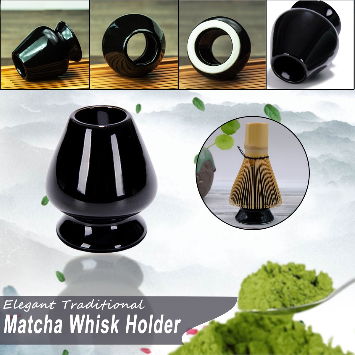 Support de fouet en bambou, cône noir japonais Matcha, utilisé, remodelage du fouet, support de Chasen en bambou, outils de cérémonie du thé japonais, set de rangement de fouet