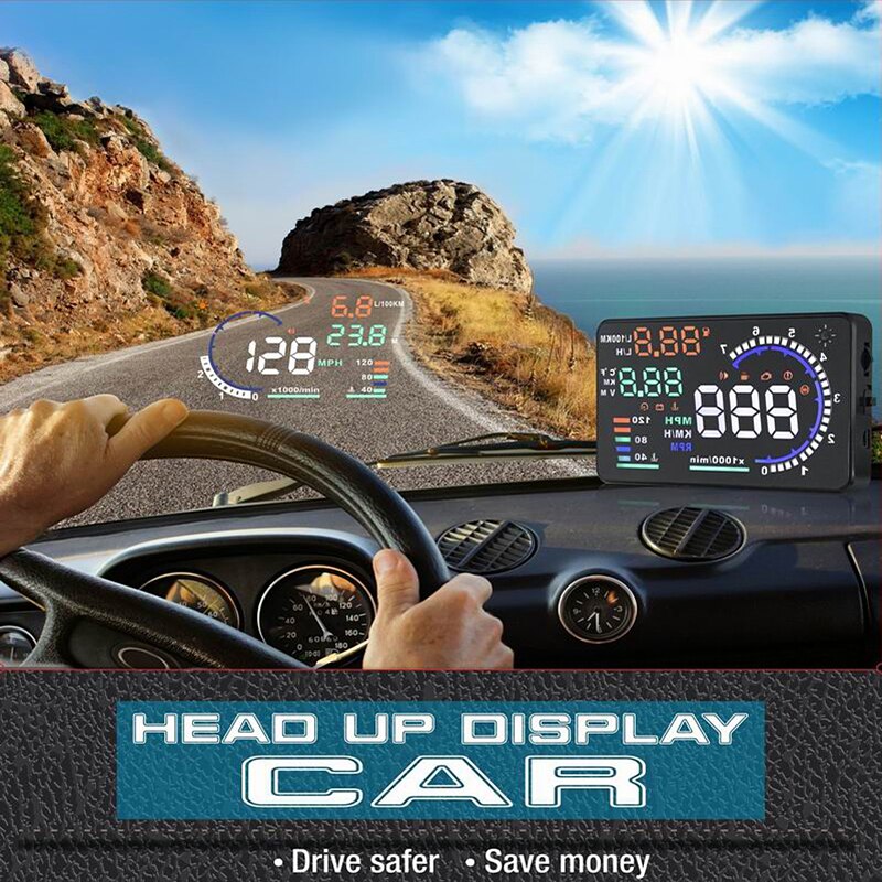 A8 5.5" HUD Car Head Up Display LED Windscreen Projector OBD2 Scanner Speed Warning Fuel Consumption Data Diagnostic