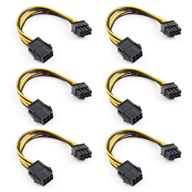 6Pcs 6Pin to 8Pin Power Adapter, PCI Video Graphics Card Power Adapter VGA Extension Cable Video Card Converter Cable: Default Title