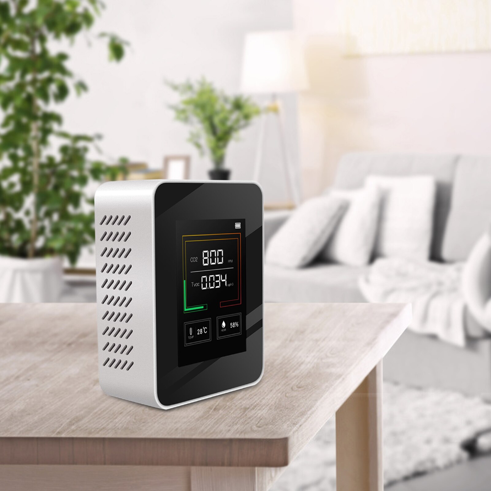 CO2 Meter LCD Backlight Indoor Carbon Dioxide CO2 Concentration Detector Air Analyzer Tester with Temperature &Humidity