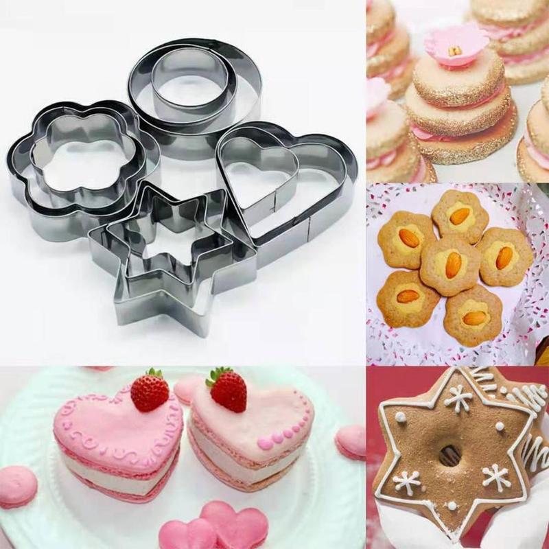 12 Stks/set Rvs Cookie Biscuit Diy Mold Duurzaam Bakken Vorm Bloem Mould Ronde Gereedschap Cutter Star Non-Sticky horen U1M9