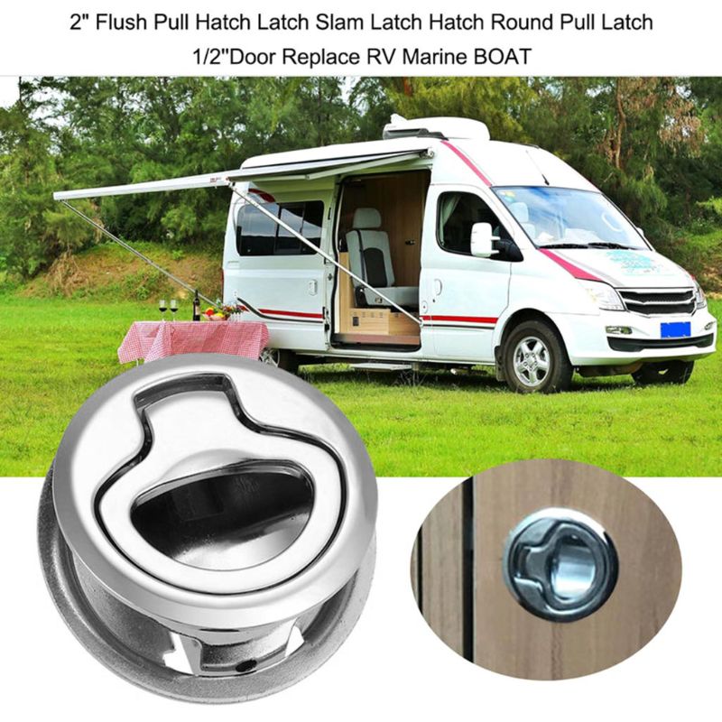 Marine Boat Stainless Steel 2" Flush Pull Hatch Latch For RV Caravan Boat