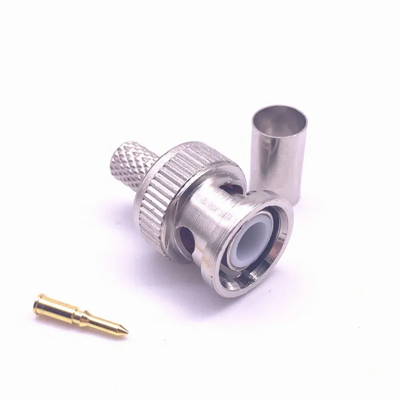100 stücke BNC RG58 RG59 RG60 Stecker crimpen Anschlüsse für CCTV Kamera Verbinden Anpwoo BNC Kommunikation Konverter sicherheit IPC