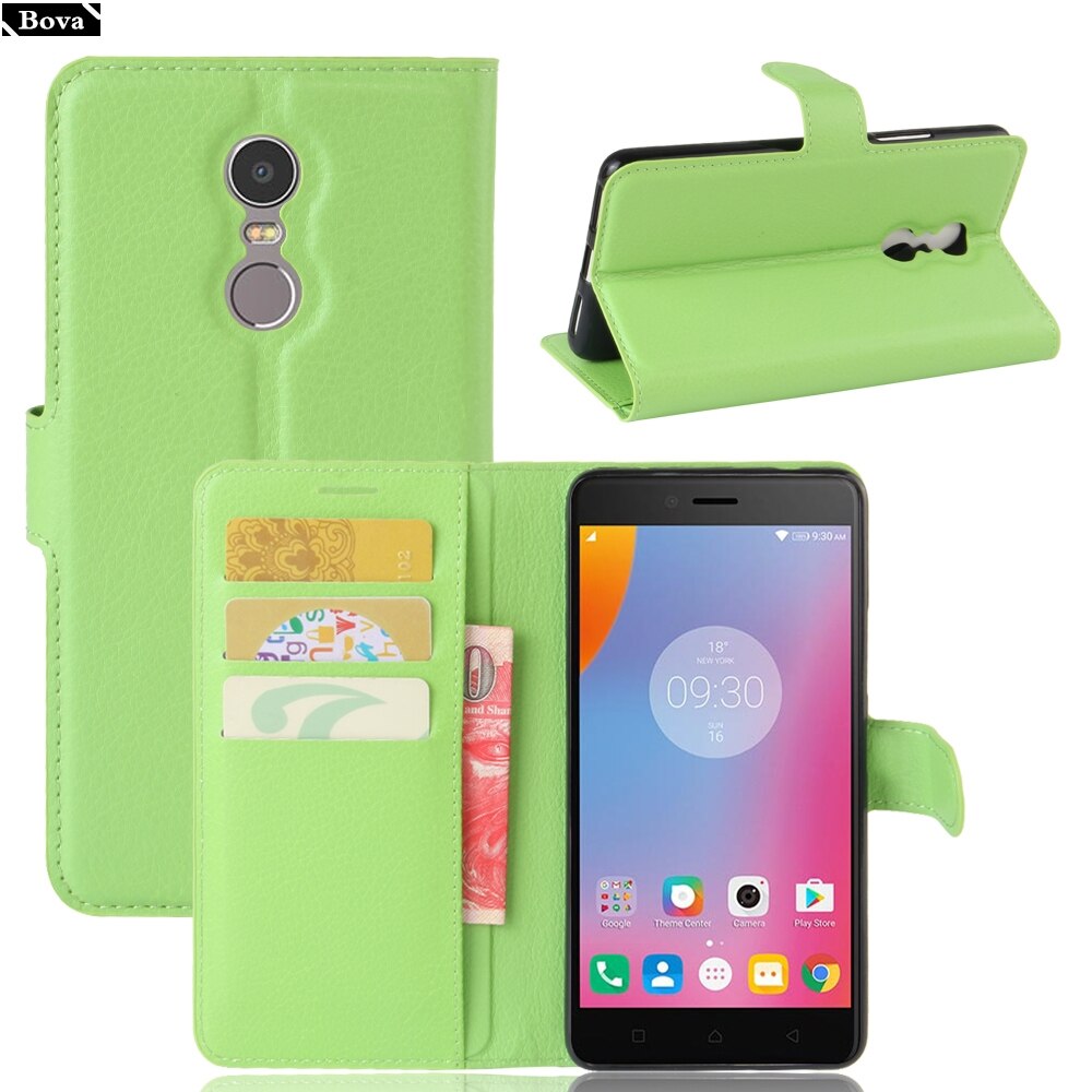 til fundas lenovo  k6 Merk etui pu lær lommebok deksel kortholder telefon etui til lenovo  k6 Merk  k6 Merk beskyttende etui hylster: Grønn jfc